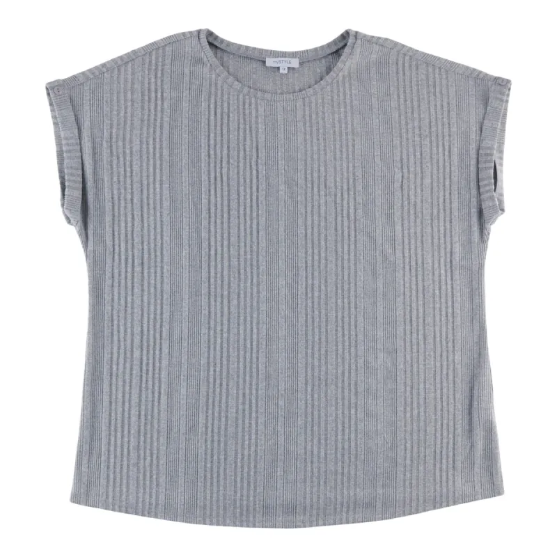 mySTYLE Women's Plus Short Sleeve Ribbed Blouse sold by Giant Tiger
