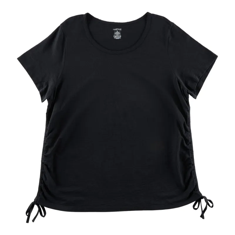 mySTYLE Women's Plus Round Neck Side Ruched Blouse sold by Giant Tiger