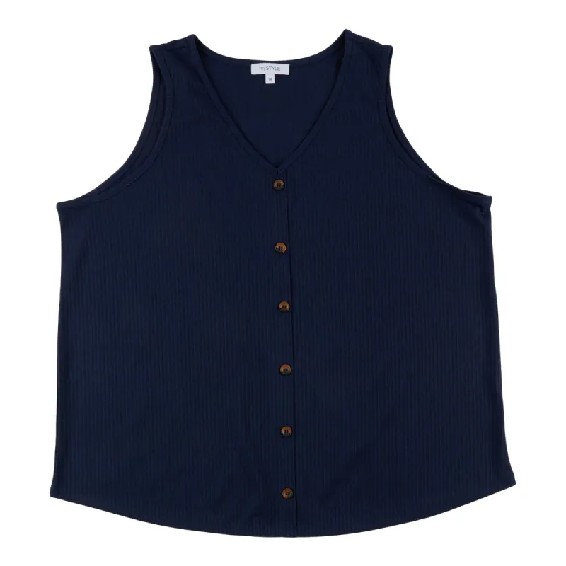mySTYLE Women's Plus Button Front Ribbed Tank Top sold by Giant Tiger