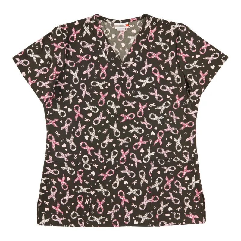 White Cross Women's Scrub Top with Cure Prints sold by Giant Tiger