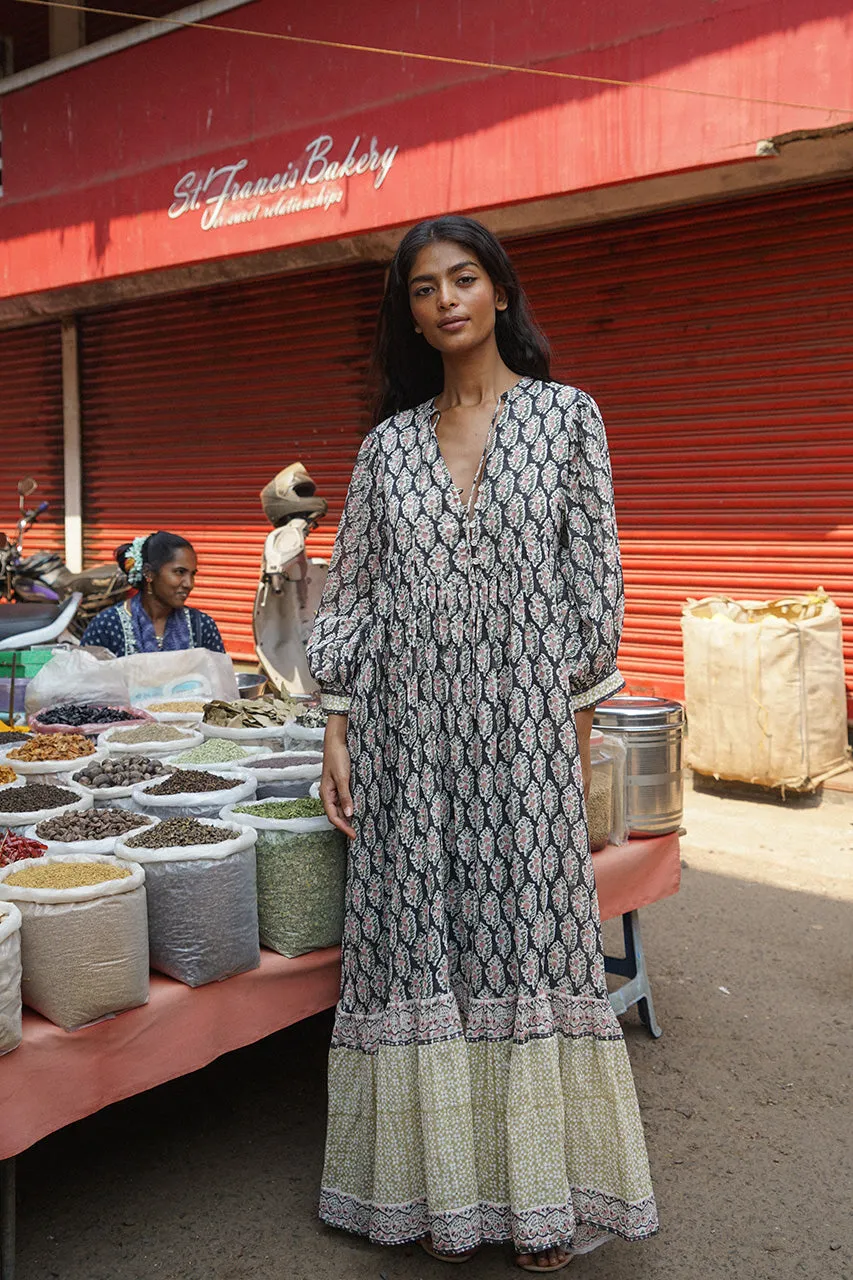 Bhoomi Maxi Dress ~ Onyx sold by Daughters of India