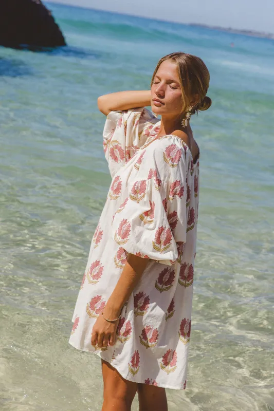 Ria Mini Dress ~ Strawberry Cream made by Daughters of India