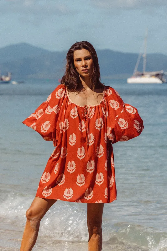 Ria Mini Dress ~ Ruby Red made by Daughters of India