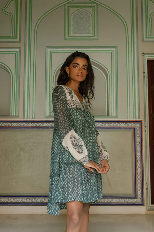 Rooh Mini Dress ~ Pine made by Daughters of India