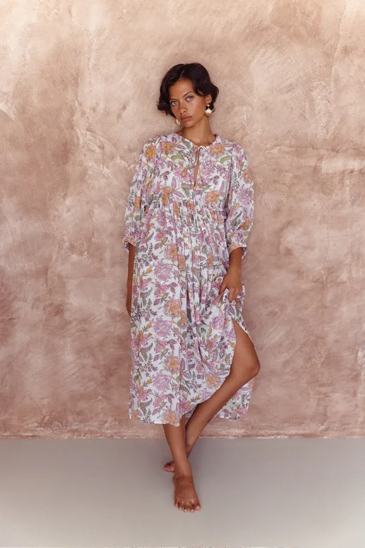 Kyra Midi Dress ~ Fuchsia Bloom made by Daughters of India