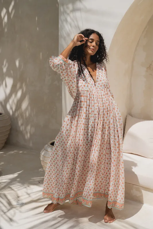 Kyra Maxi Dress ~ Coral made by Daughters of India