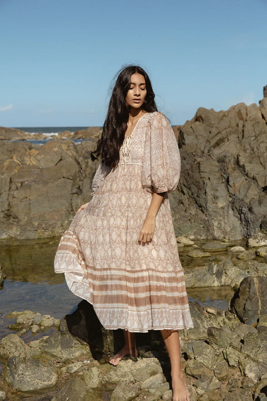 Jasmine Midi Dress - Shell sold by Daughters of India