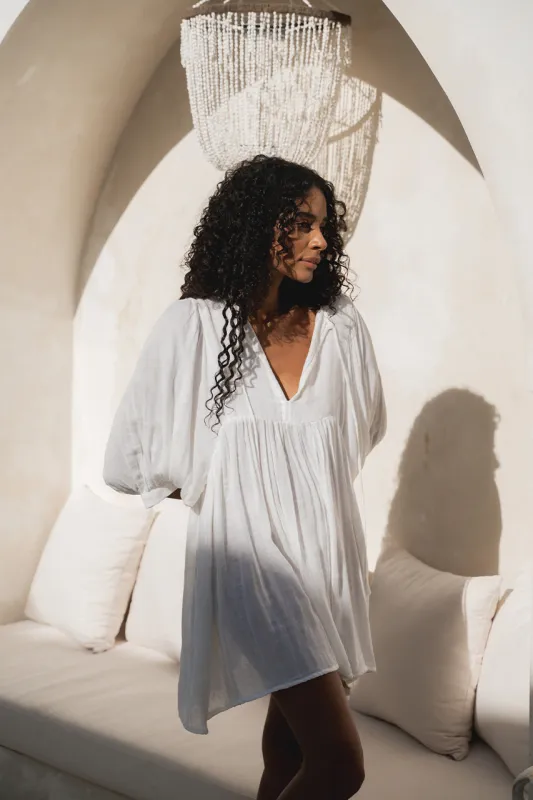 Kyra Mini Dress ~ White Gauze made by Daughters of India