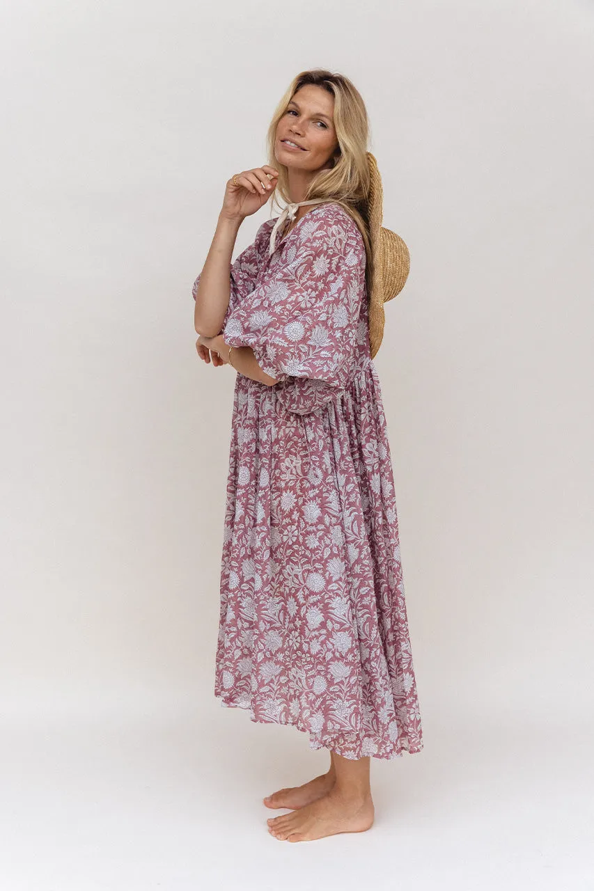Kyra Midi Dress ~ Musk sold by Daughters of India