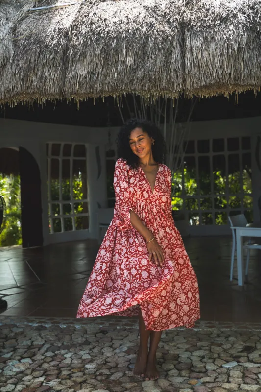 Kyra Midi Dress ~ Saffron made by Daughters of India