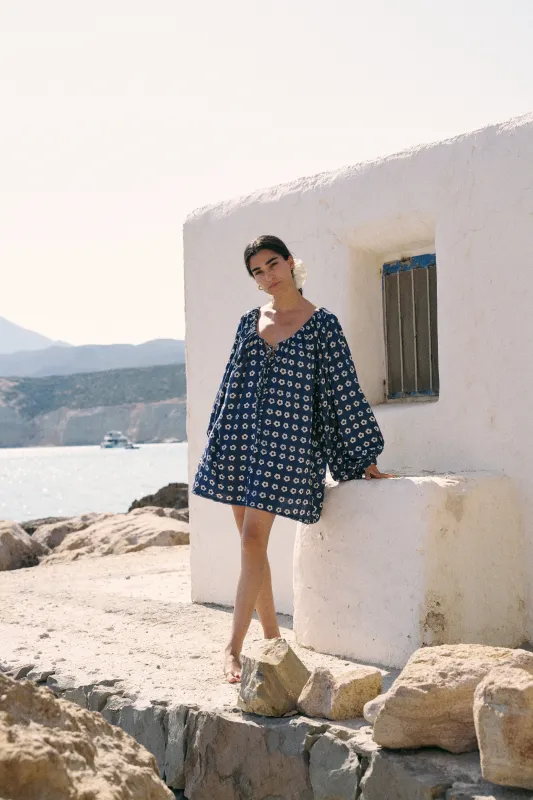 Zahra Mini Dress ~ Indigo made by Daughters of India