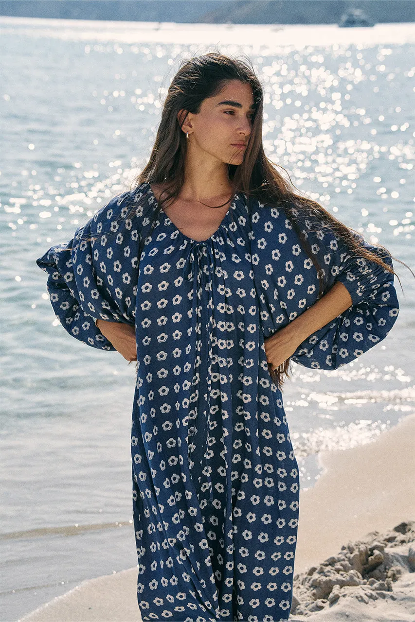 Zahra Midi Dress ~ Indigo sold by Daughters of India