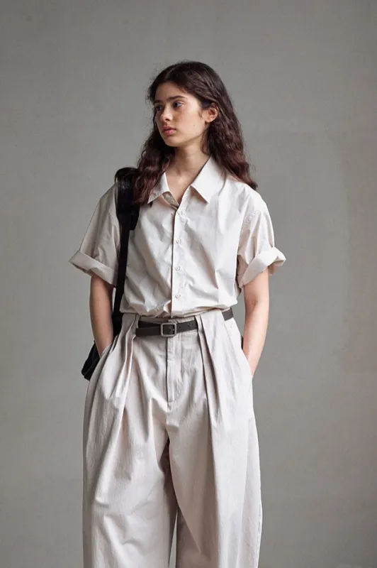 Cotton blend short-sleeve shirt | 6 color made by Polyphonie