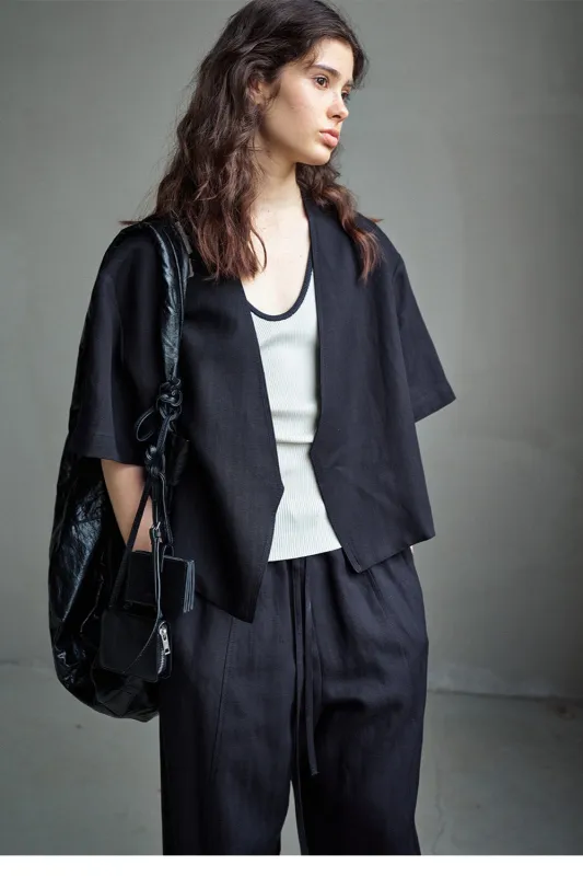 Tencel-linen breathable structured blazer | 2 color made by Polyphonie