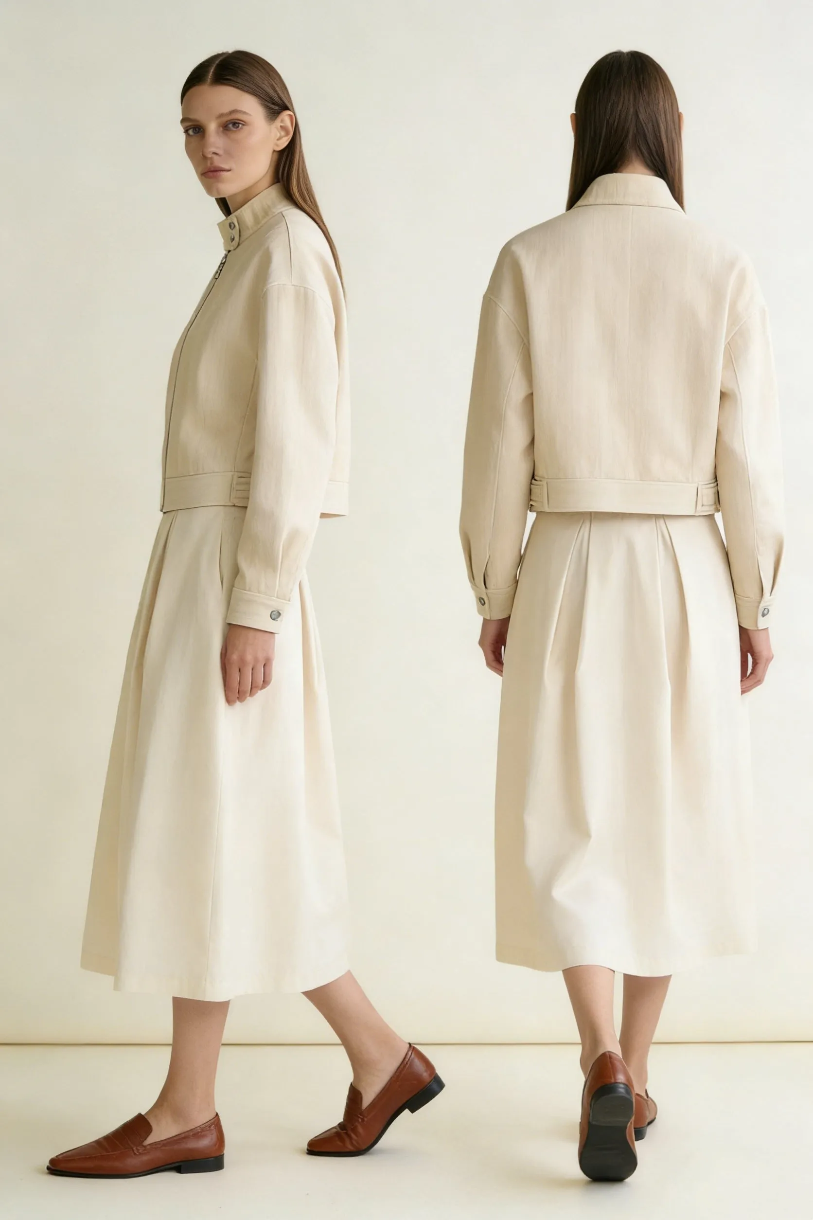 Clean tone pleats midi skirt sold by Polyphonie product image thumbnail 3