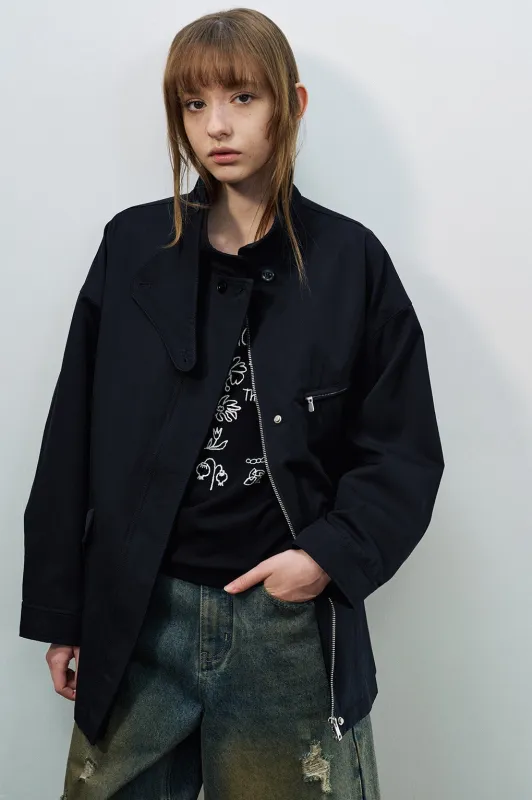 Viscose-cotton utility jacket | 3 color made by Polyphonie