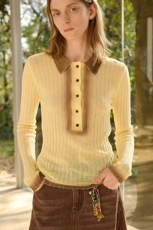 Acrylic-Tencel-linen spray-painted knit top | 4 color made by Polyphonie
