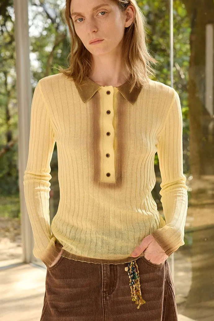 Acrylic-Tencel-linen spray-painted knit top | 4 color sold by Polyphonie