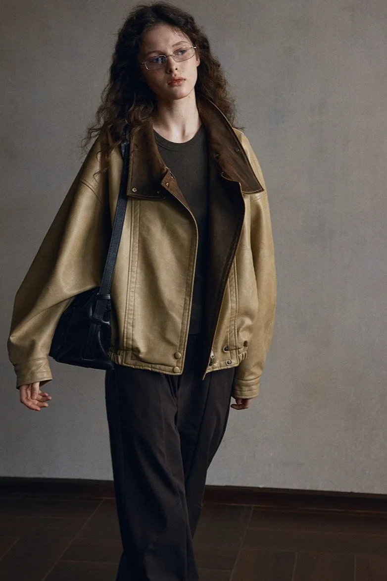 Structured color-block PU jacket | 2 color sold by Polyphonie