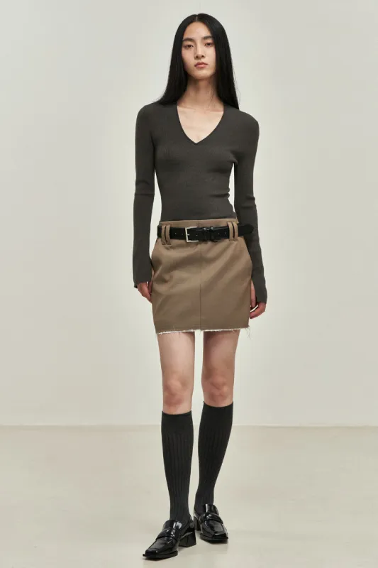 Worsted wool blending commuting straight skirt | 2 colors made by Polyphonie