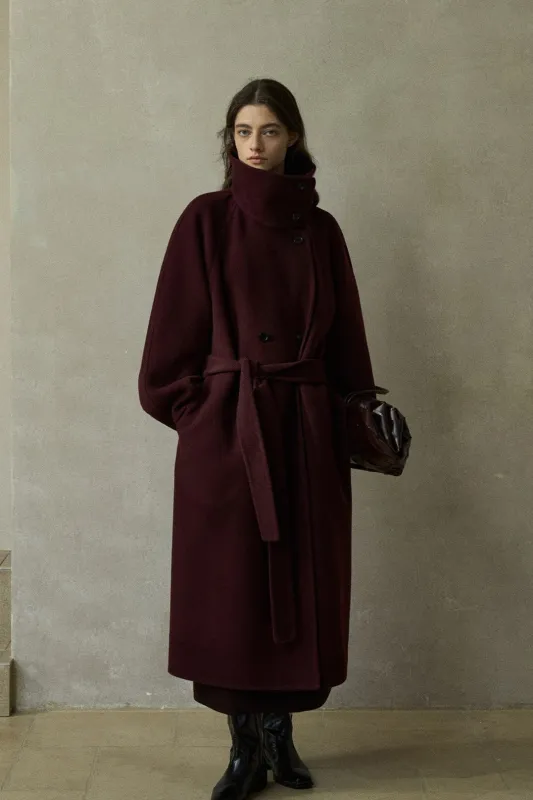 Wool blend loose-fit structured overcoat made by Polyphonie