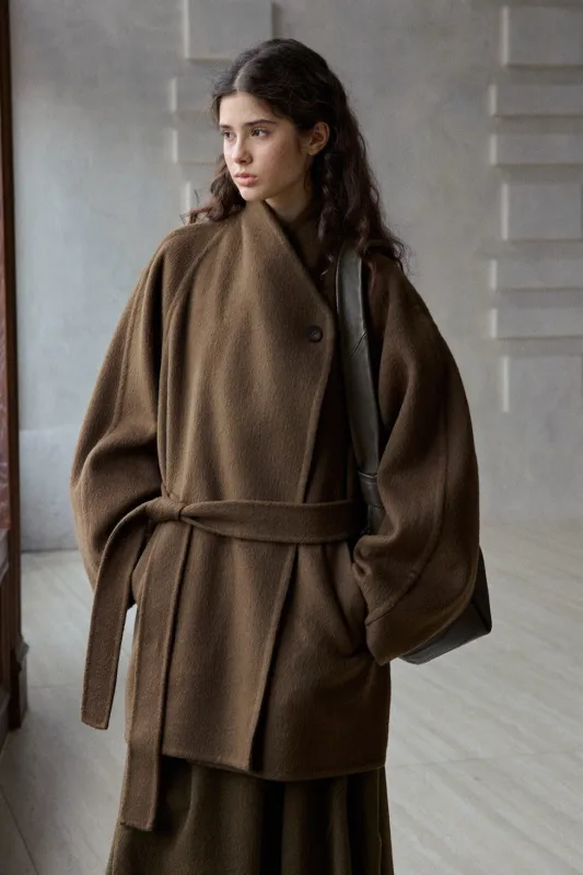 100% wool soft-touch large lapel jacket | 2 color made by Polyphonie