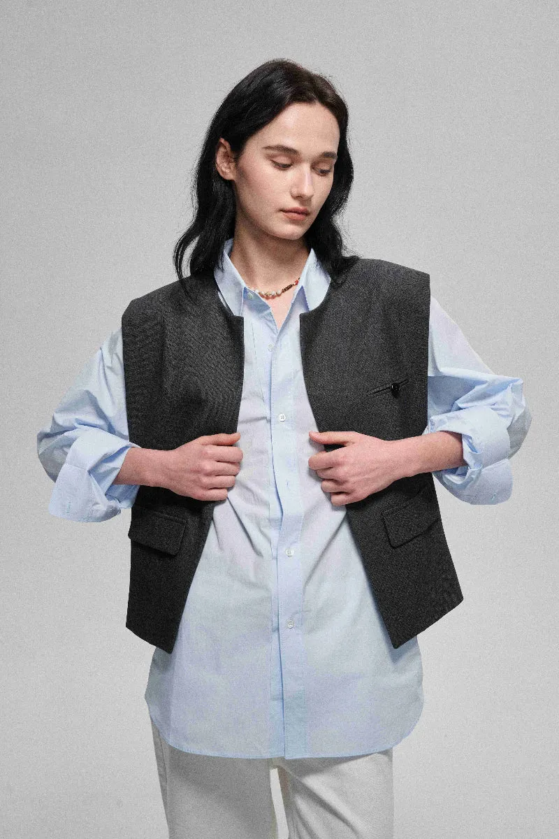 Structured large silhouette padded shoulder vest sold by Polyphonie product image thumbnail 2