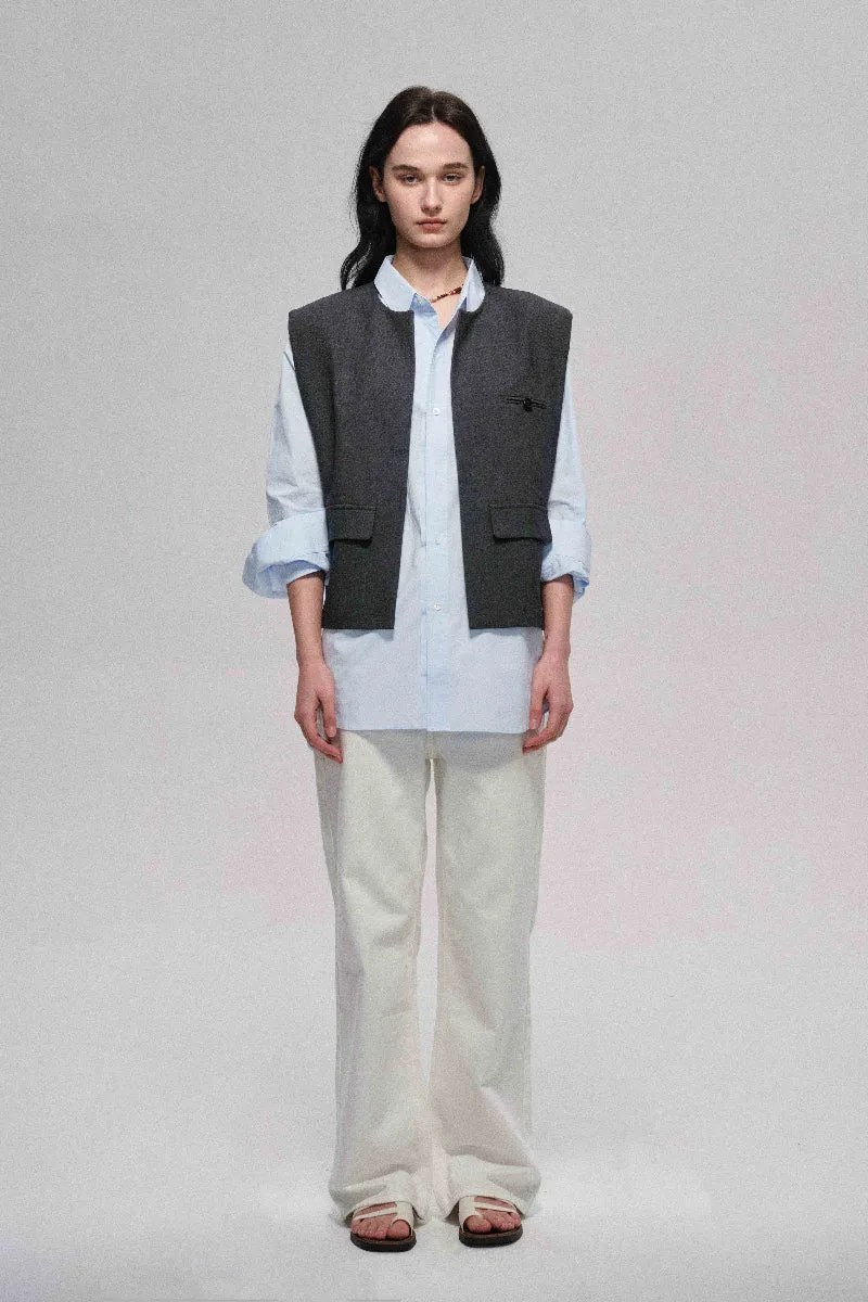 Structured large silhouette padded shoulder vest sold by Polyphonie product image thumbnail 4