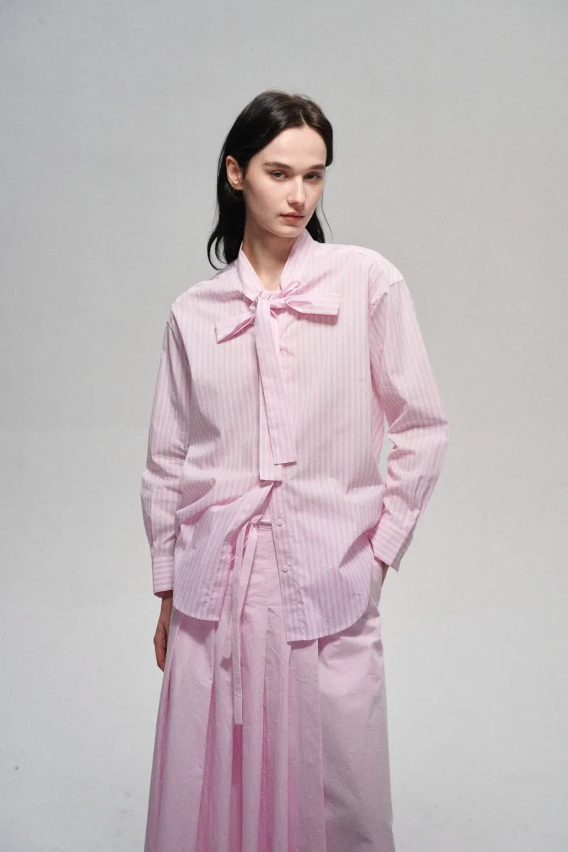 Cotton breezy feel soft striped shirt with a front tie sold by Polyphonie product image thumbnail 3