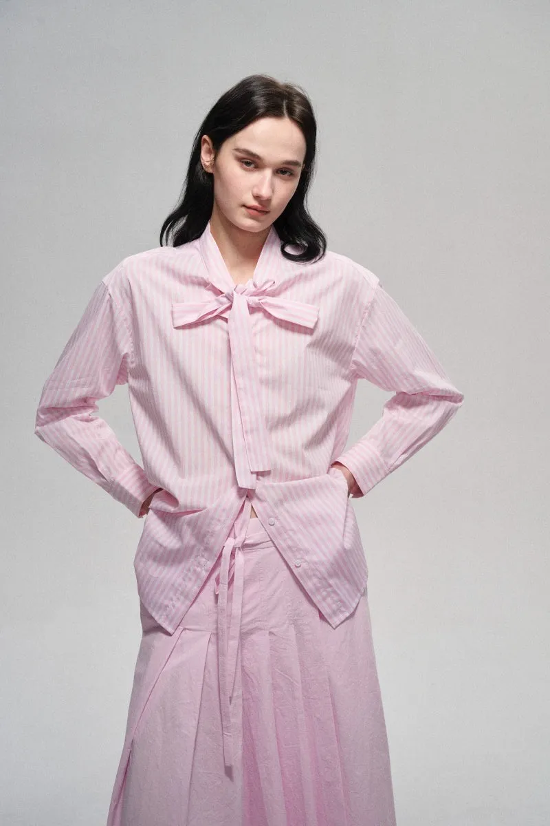 Cotton breezy feel soft striped shirt with a front tie sold by Polyphonie product image thumbnail 2