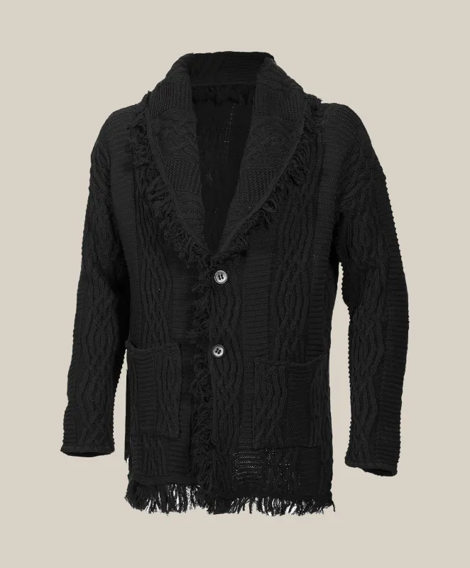 Equinox Black V-Neck Heritage Cardigan made by Espiritu