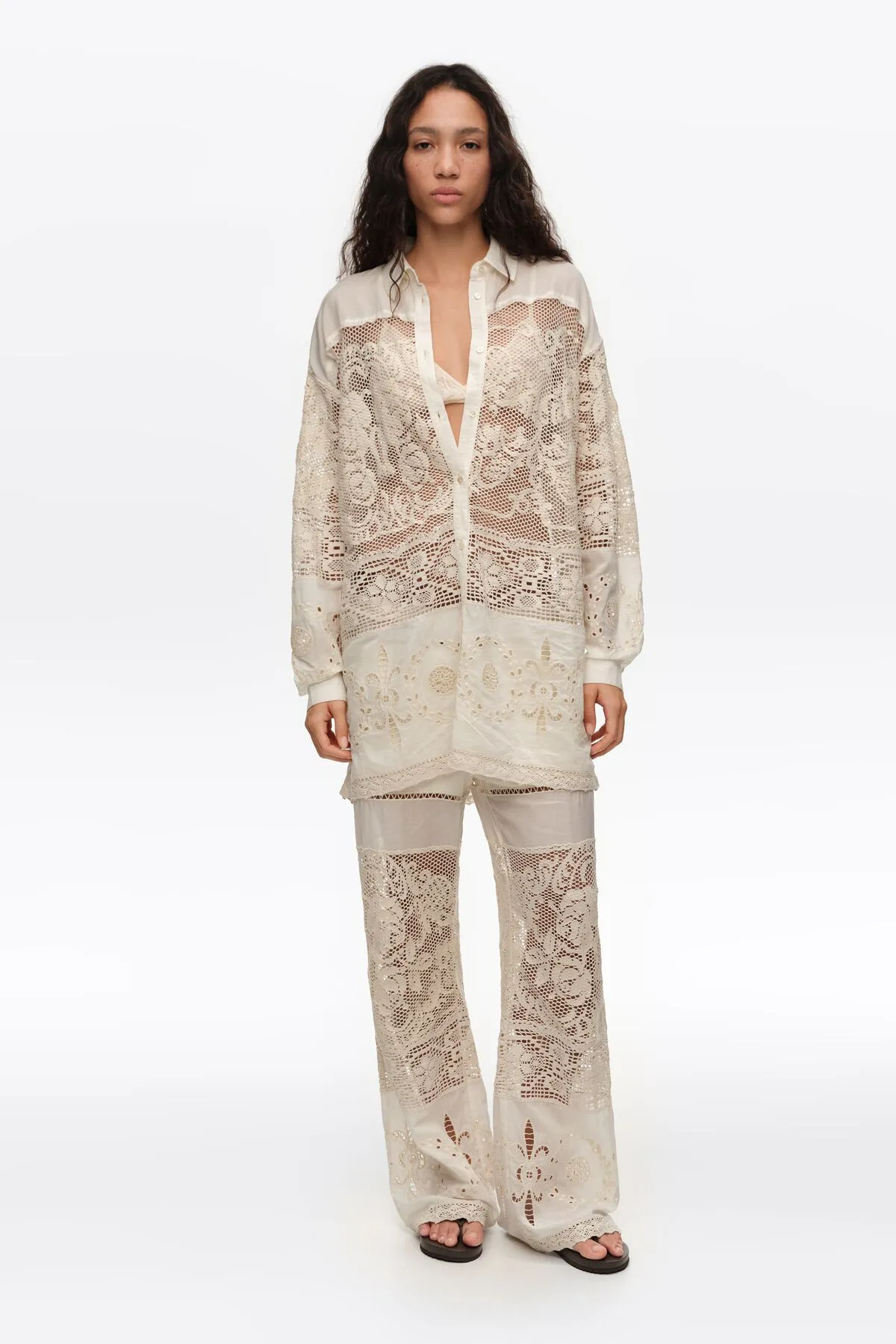 Spodnie hafty i ażurowe wzory ecru sold by Bimba y lola product image thumbnail 2