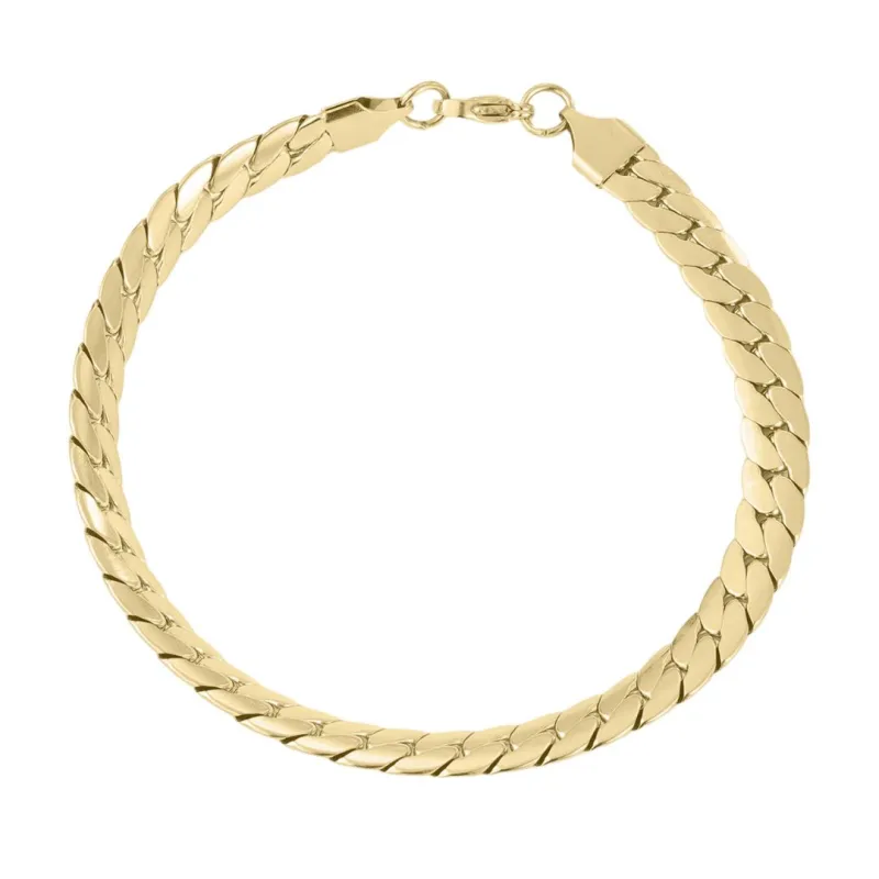 Tarnish Resistant 18k Gold Plated Flat Curb Chain Bracelet made by Adornia