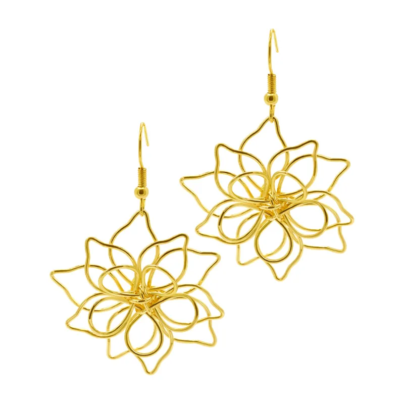 14k Gold Plated Wire Flower Earrings made by Adornia