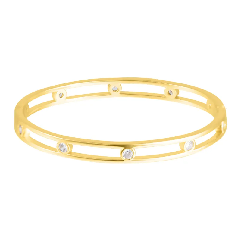 14k Gold Plated Studded CZ Bangle Bracelet made by Adornia