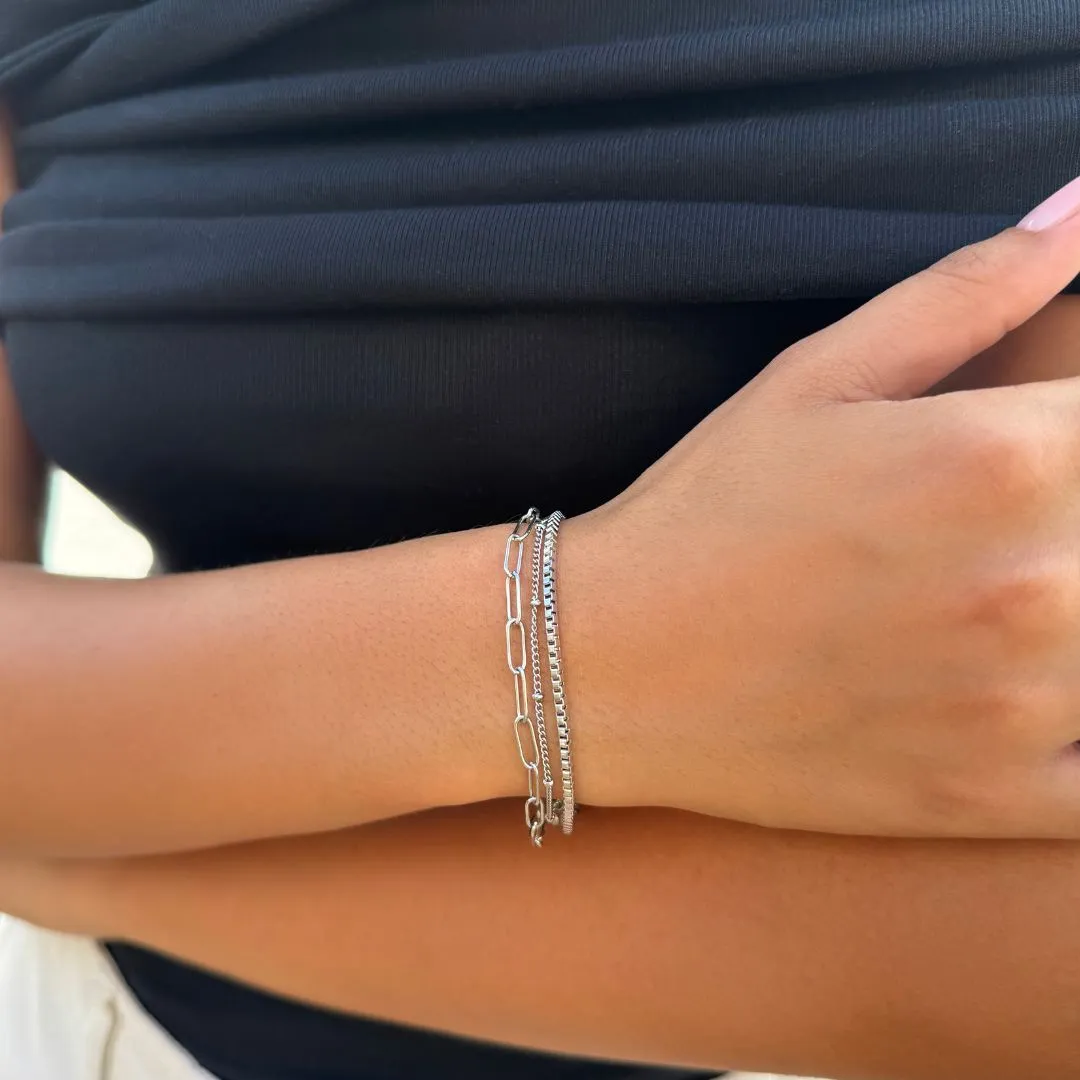 Tarnish Resistant Silver 3-Chain Bracelet Set sold by Adornia product image thumbnail 2