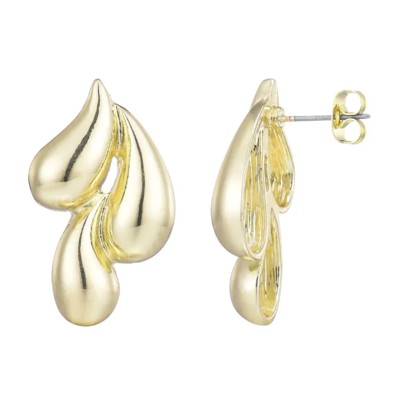 Gold Plated 3-Teardrop Studs made by Adornia