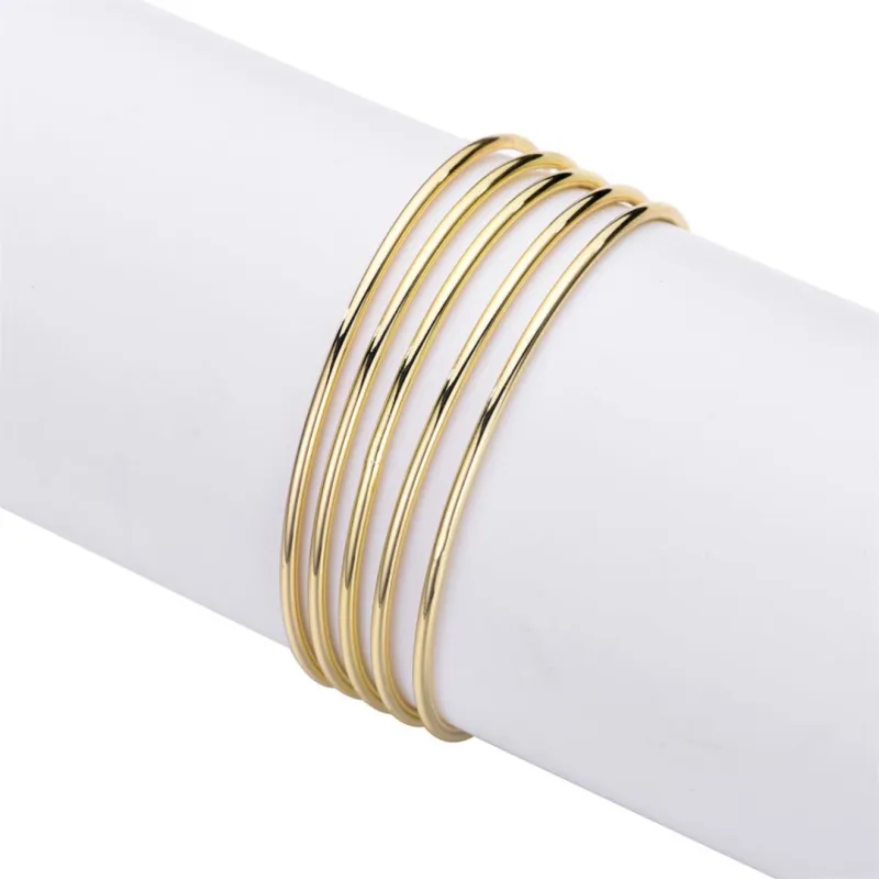 14k Gold Plated 5-Piece Tube Bangle Set made by Adornia