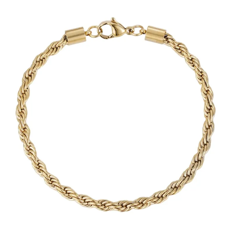 Tarnish Resistant 18k Gold Plated Rope Chain Bracelet made by Adornia