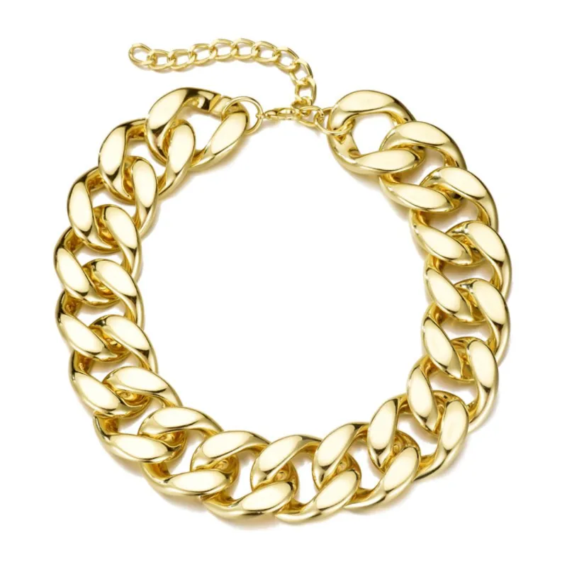 Gold Plated Lightweight Chunky Curb Chain Necklace made by Adornia