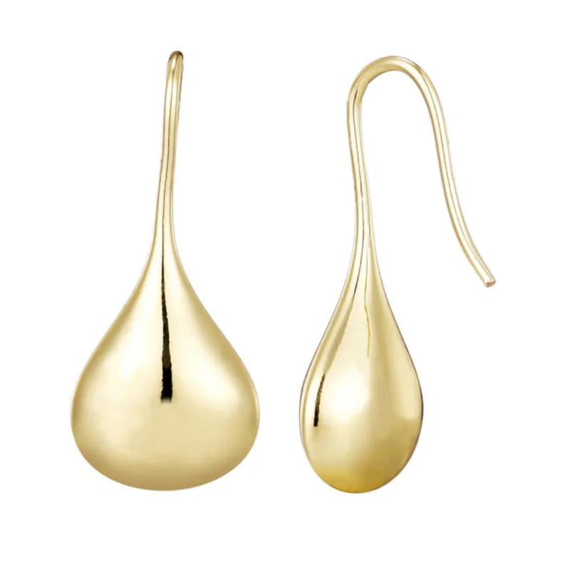 14k Gold Plated Rain Drop Wire Earrings made by Adornia