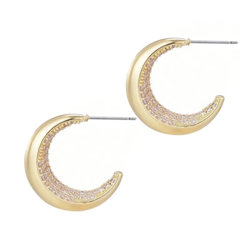 14k Gold Plated Crystal Lined Hoop Earrings made by Adornia