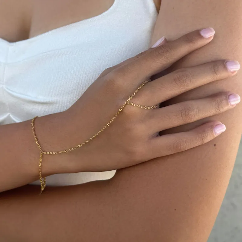 Tarnish Resistant 18k Gold Plated Handchain made by Adornia