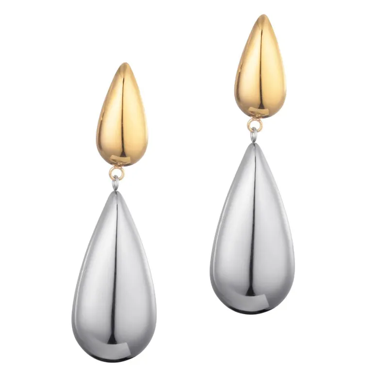 14k Gold and Silver Plated Mixed Metal Teardrop Drop Earrings made by Adornia