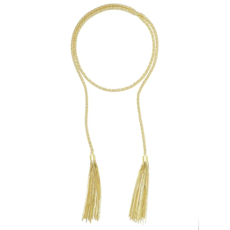 Gold Plated Tassel Wrap Necklace made by Adornia