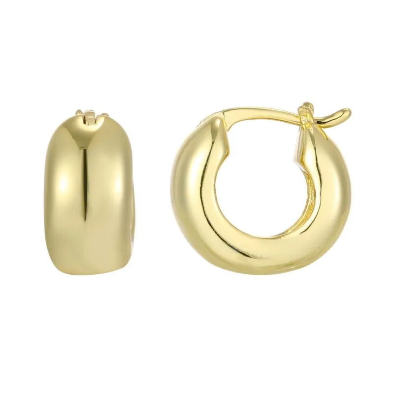 14k Gold Plated Chubby Purse Hoop Earrings made by Adornia