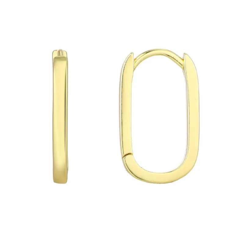 14k Gold Plated Laperouse Rectangle Hoop Earrings made by Adornia