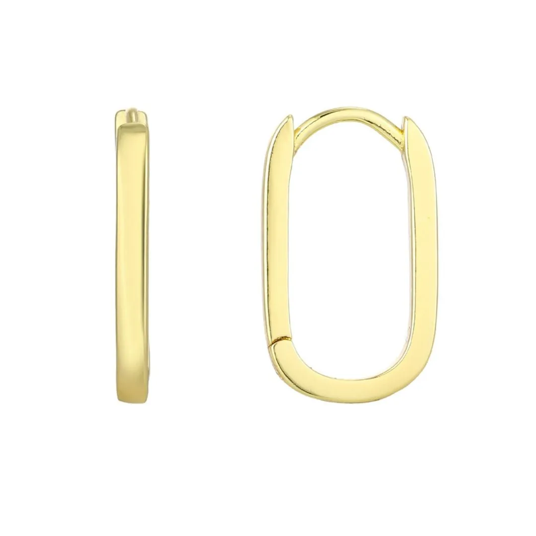 14k Gold Plated Laperouse Rectangle Hoop Earrings sold by Adornia