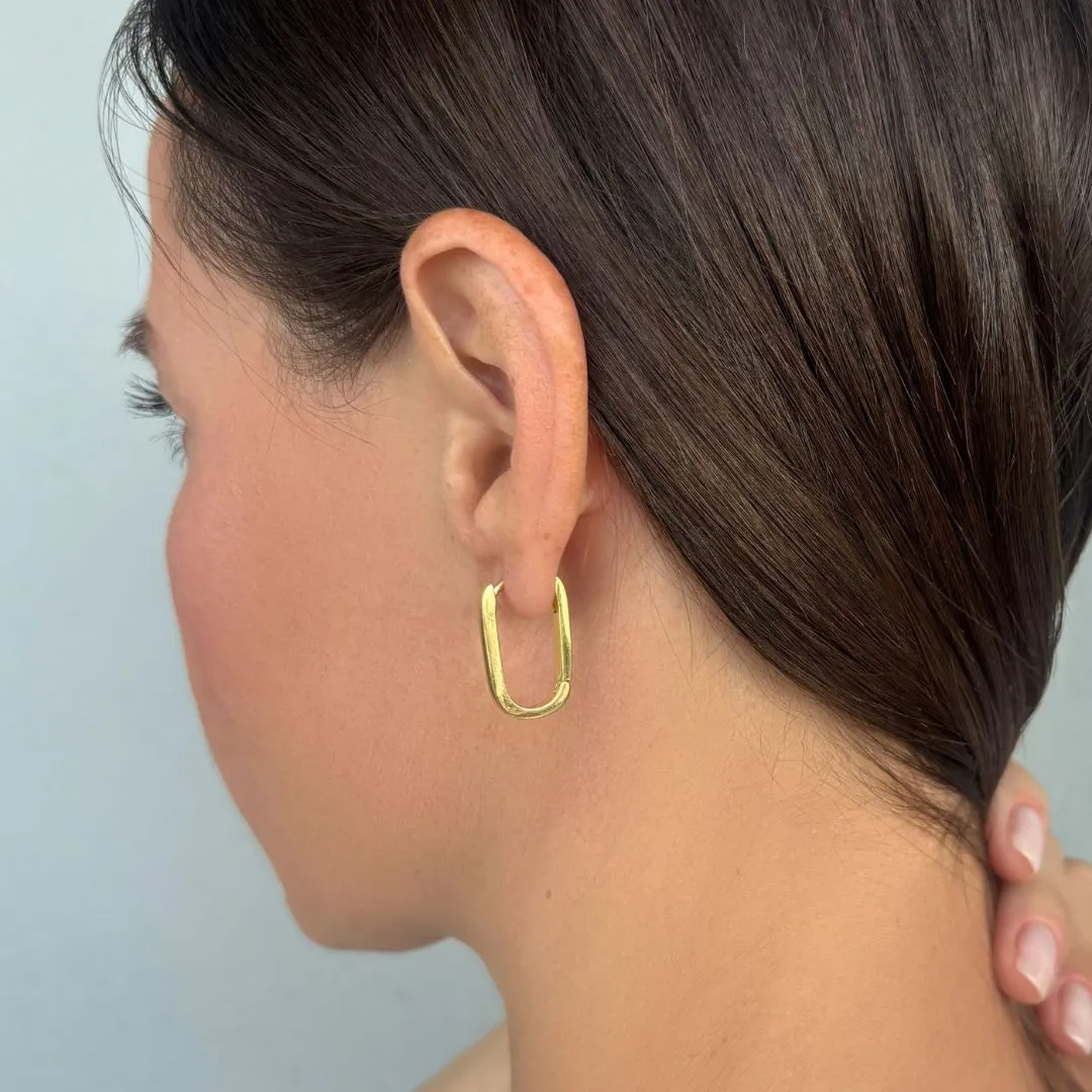 14k Gold Plated Laperouse Rectangle Hoop Earrings sold by Adornia product image thumbnail 2