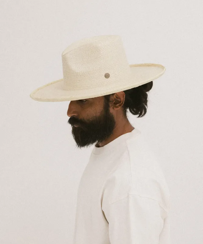 BEALE STREET FLAT PENCIL-BRIMMED PALM FEDORA sold by Two Roads Hat Co.